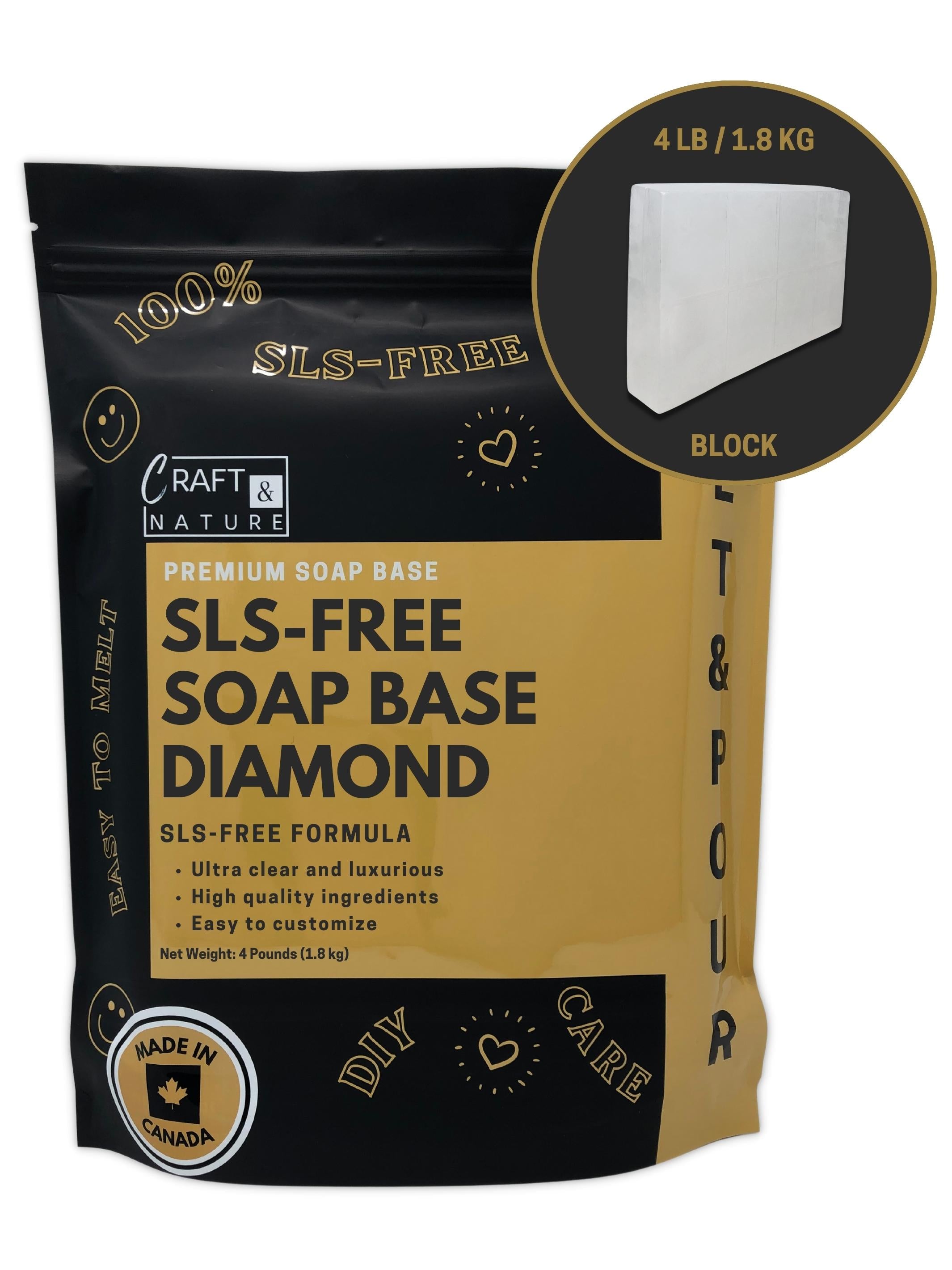 Craft & Nature 4 LB SLS-Free SLES-Free Unscented Ultra Clear Diamond  Moisturizing Glycerin Melt And Pour Soap Base for Soap Making